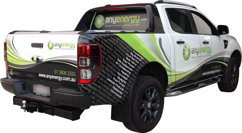 Anyenergy - vehicle branding by Ziggi's Print & Sign Centre