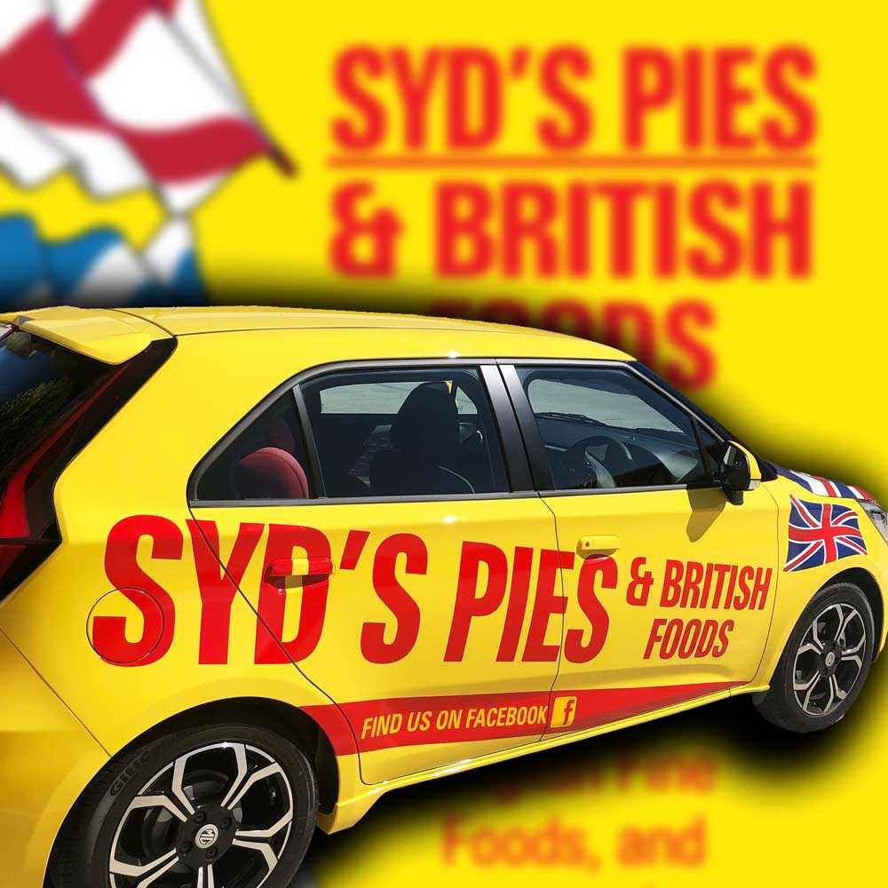 Vehicle Branding - Syd's Pies - branding to match your business for your vehicles