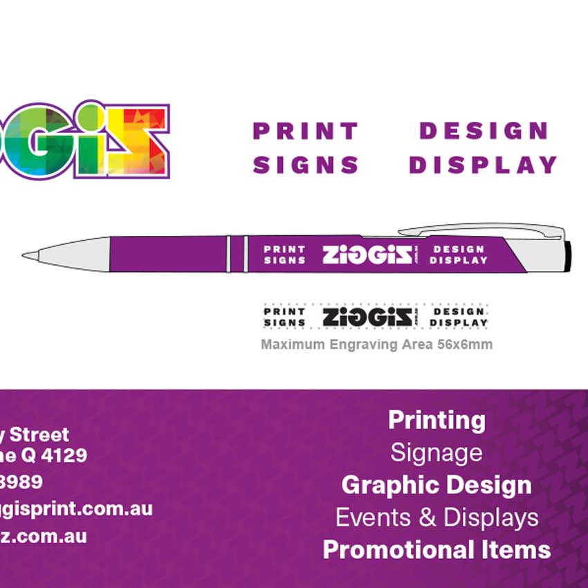 Custom Pens / Merchandise Design / Graphic Design Services @ Ziggi's Print & Signs, Loganholme