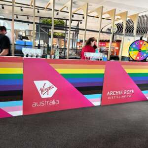 Direct printed PVC wrapped tables decorated the popup bar