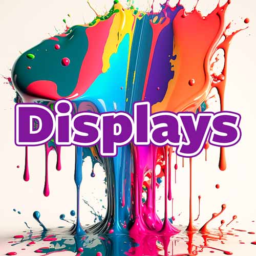 Displays - digital advertising panels, custom event signage, media walls, cutout corflute Displays - digital advertising panels, custom event signage, media walls, cutout corflute