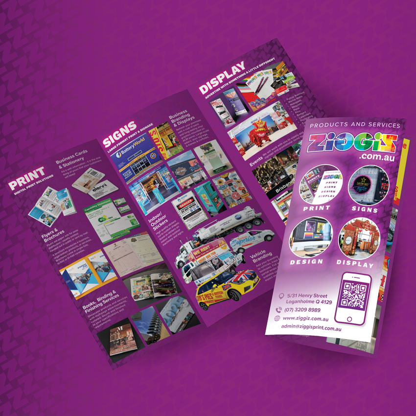 A3 trifold brochures on 350gsm card by Ziggi's Print & Signs, Loganholme Jan2025