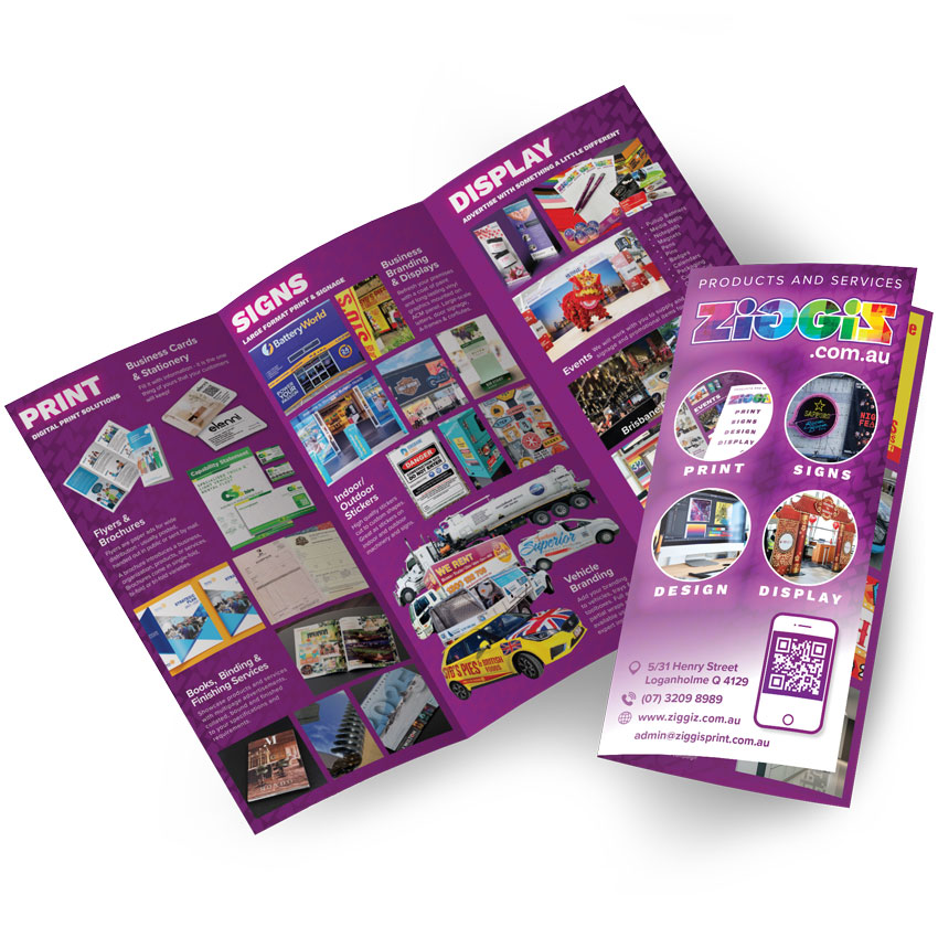 A3 trifold brochures on 350gsm card by Ziggi's Print & Signs, Loganholme Jan2025